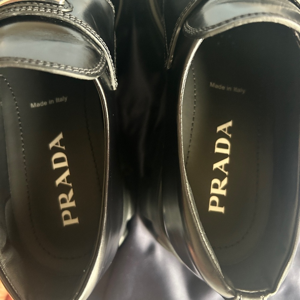 Prada Brushed Leather Monolith Loafers - Picture 10 of 12